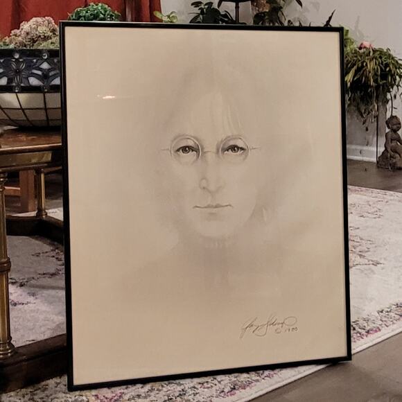 Vintage Gary Saderup Signed 1980 Poster Lithograph Print John Lennon - Picture 1 of 9